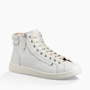 UGG Cream Leather High Top Sneaker 8.5